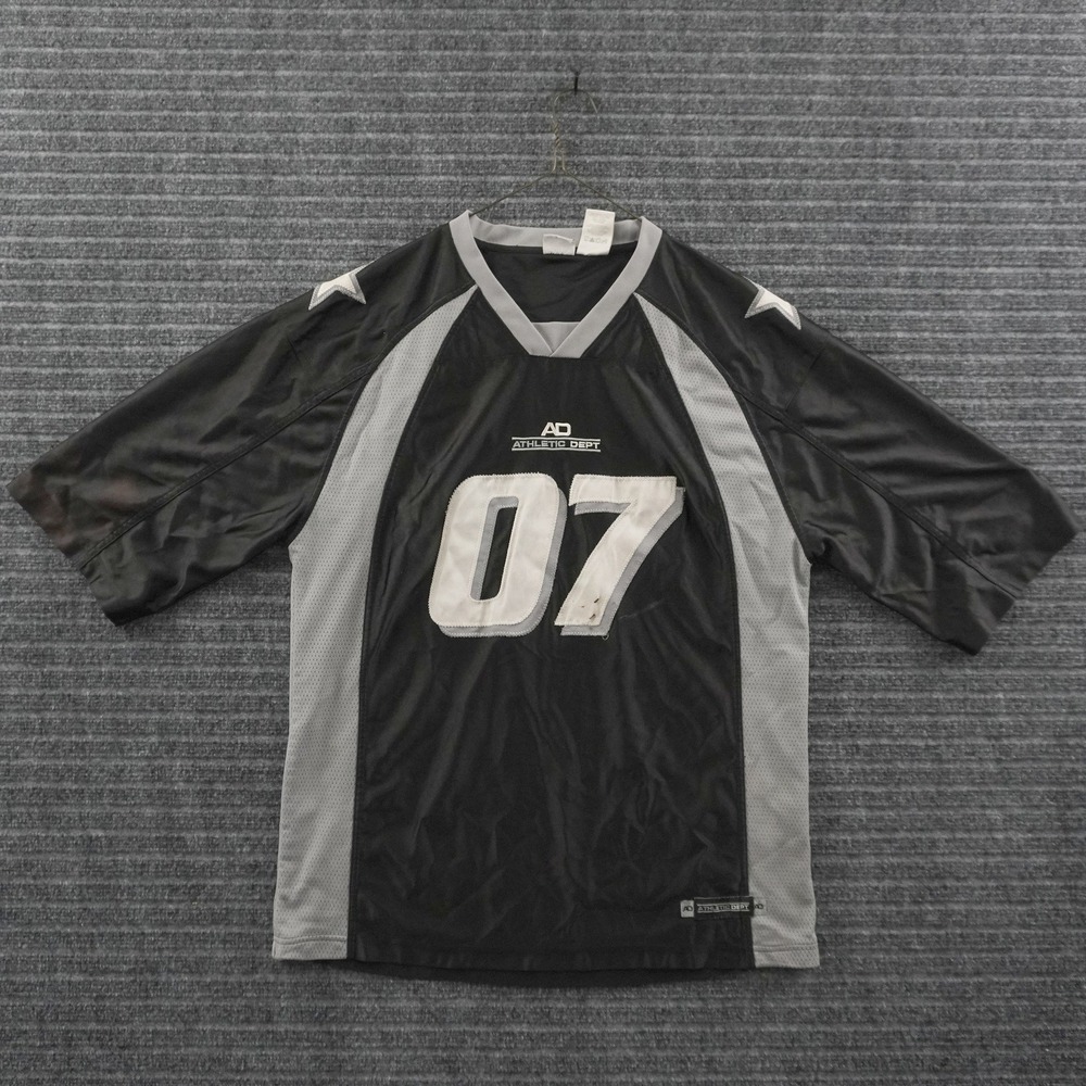 Vintage Athletic Works Football Jersey Mens Size M Black 07 Graphic Star Detail